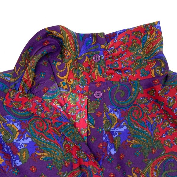 Vintage 90s Koret Paisley Print Secretary Blouse Sz 14 - Picture 16 of 16